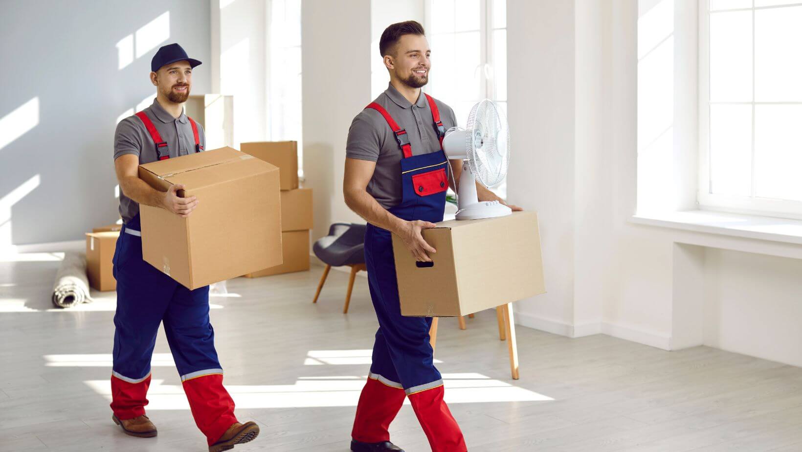 Professional movers with boxes